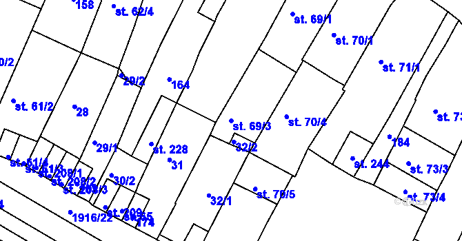 Parcela st. 69/3 v KÚ Svitavy-město, Katastrální mapa