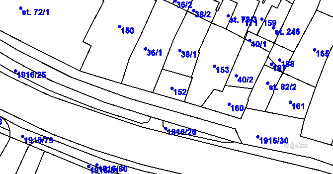 Parcela st. 77/2 v KÚ Svitavy-město, Katastrální mapa