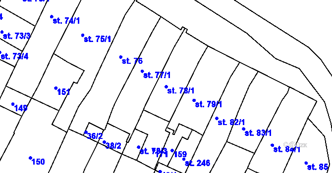 Parcela st. 78/1 v KÚ Svitavy-město, Katastrální mapa