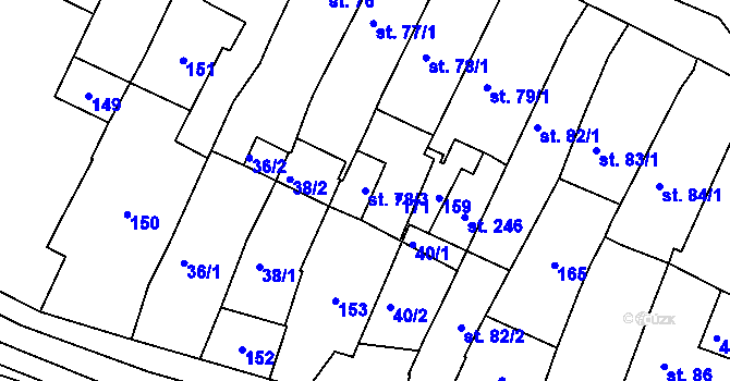 Parcela st. 78/3 v KÚ Svitavy-město, Katastrální mapa