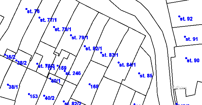 Parcela st. 83/1 v KÚ Svitavy-město, Katastrální mapa
