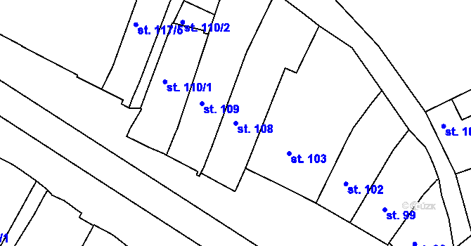 Parcela st. 108 v KÚ Svitavy-město, Katastrální mapa
