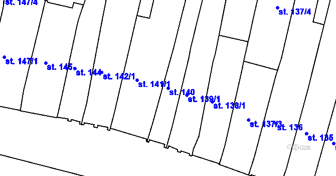Parcela st. 140 v KÚ Svitavy-město, Katastrální mapa