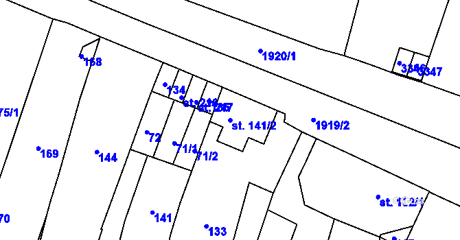 Parcela st. 141/2 v KÚ Svitavy-město, Katastrální mapa