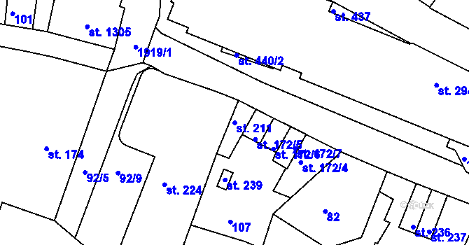 Parcela st. 211 v KÚ Svitavy-město, Katastrální mapa