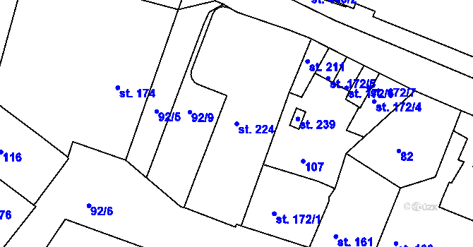 Parcela st. 224 v KÚ Svitavy-město, Katastrální mapa