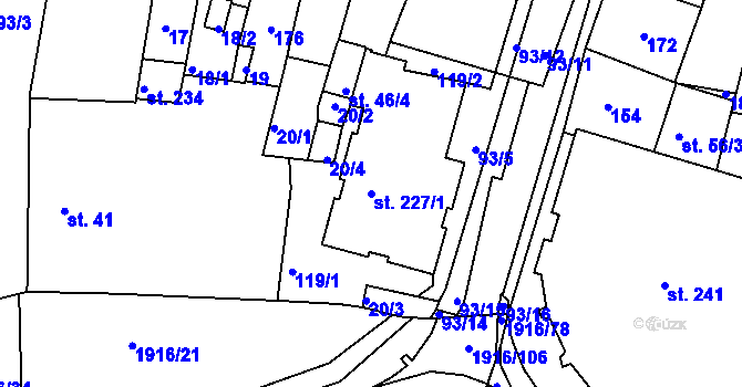 Parcela st. 227/1 v KÚ Svitavy-město, Katastrální mapa
