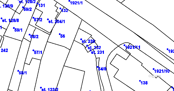 Parcela st. 232 v KÚ Svitavy-město, Katastrální mapa