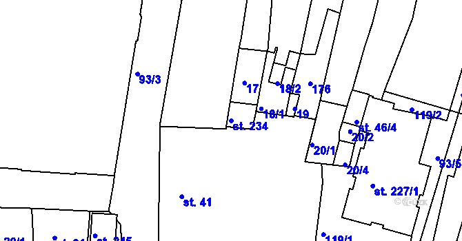 Parcela st. 234 v KÚ Svitavy-město, Katastrální mapa