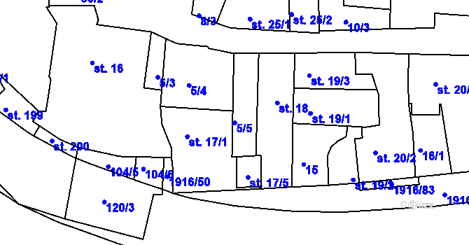 Parcela st. 5/5 v KÚ Svitavy-město, Katastrální mapa