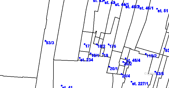 Parcela st. 17 v KÚ Svitavy-město, Katastrální mapa