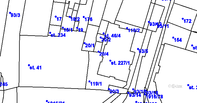 Parcela st. 20/4 v KÚ Svitavy-město, Katastrální mapa