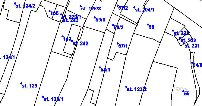 Parcela st. 58 v KÚ Svitavy-město, Katastrální mapa