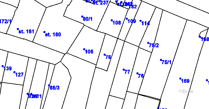 Parcela st. 78 v KÚ Svitavy-město, Katastrální mapa