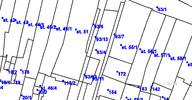 Parcela st. 93/4 v KÚ Svitavy-město, Katastrální mapa