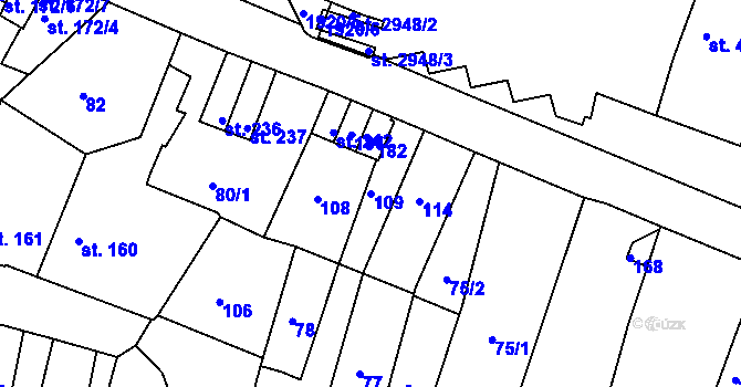 Parcela st. 109 v KÚ Svitavy-město, Katastrální mapa