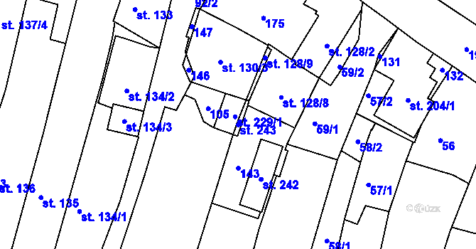 Parcela st. 243 v KÚ Svitavy-město, Katastrální mapa