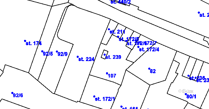 Parcela st. 239 v KÚ Svitavy-město, Katastrální mapa
