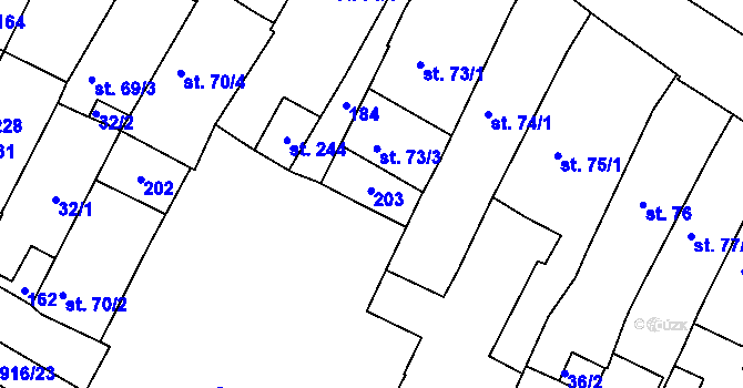 Parcela st. 73/4 v KÚ Svitavy-město, Katastrální mapa