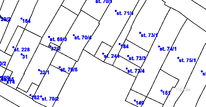 Parcela st. 244 v KÚ Svitavy-město, Katastrální mapa
