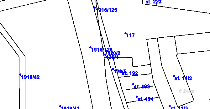 Parcela st. 120/4 v KÚ Svitavy-město, Katastrální mapa
