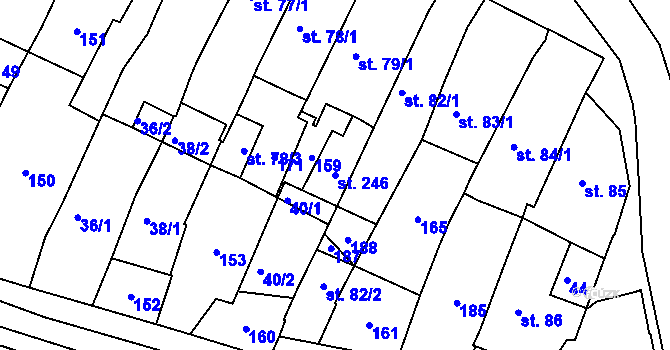 Parcela st. 246 v KÚ Svitavy-město, Katastrální mapa