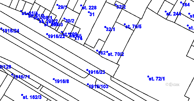 Parcela st. 162 v KÚ Svitavy-město, Katastrální mapa