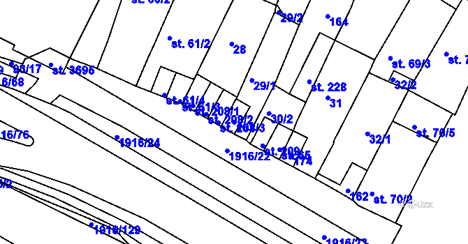 Parcela st. 163 v KÚ Svitavy-město, Katastrální mapa