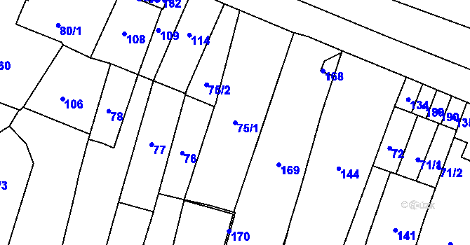 Parcela st. 75/1 v KÚ Svitavy-město, Katastrální mapa
