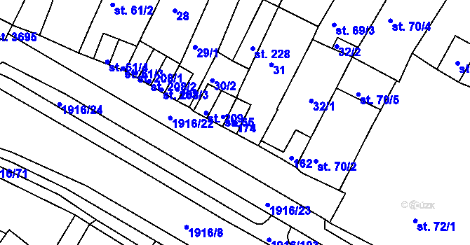 Parcela st. 174 v KÚ Svitavy-město, Katastrální mapa