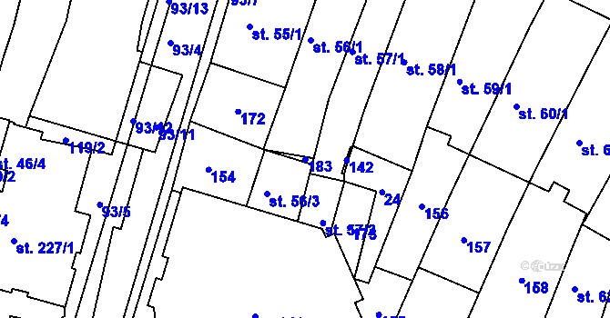 Parcela st. 183 v KÚ Svitavy-město, Katastrální mapa