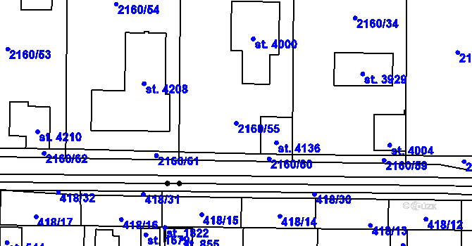 Parcela st. 2160/55 v KÚ Svitavy-předměstí, Katastrální mapa