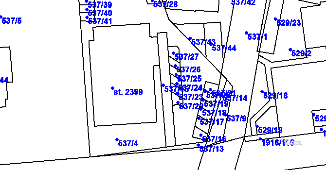 Parcela st. 537/15 v KÚ Svitavy-předměstí, Katastrální mapa