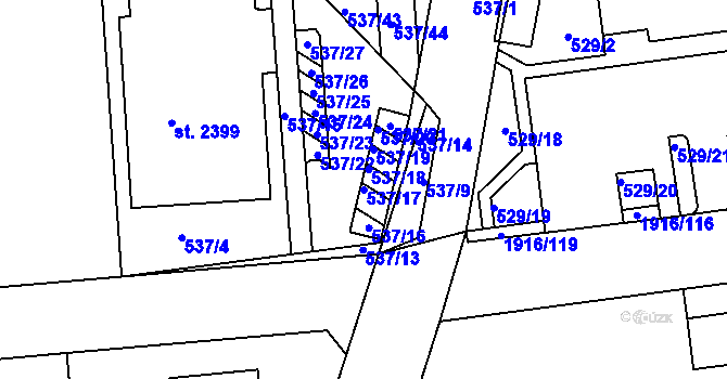 Parcela st. 537/17 v KÚ Svitavy-předměstí, Katastrální mapa