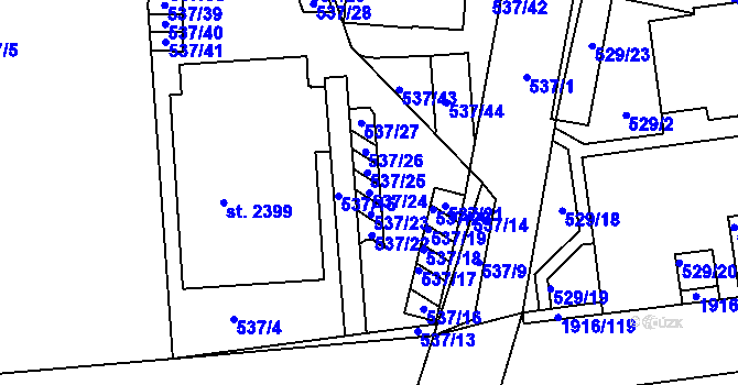 Parcela st. 537/24 v KÚ Svitavy-předměstí, Katastrální mapa