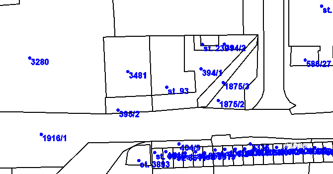 Parcela st. 93 v KÚ Svitavy-předměstí, Katastrální mapa