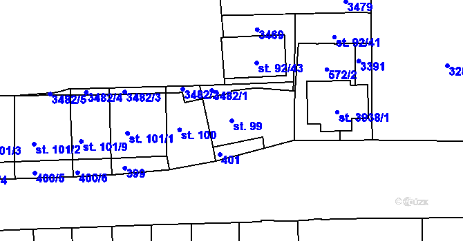 Parcela st. 99 v KÚ Svitavy-předměstí, Katastrální mapa