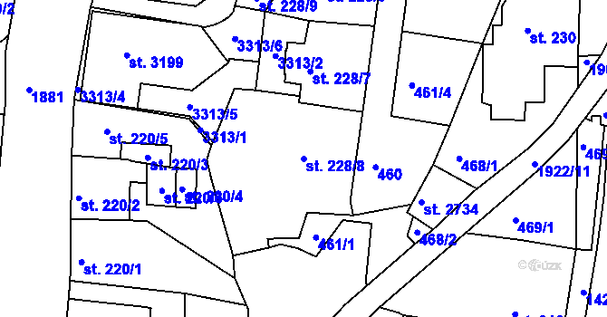 Parcela st. 228/8 v KÚ Svitavy-předměstí, Katastrální mapa