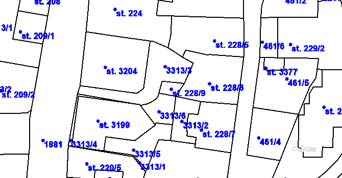 Parcela st. 228/9 v KÚ Svitavy-předměstí, Katastrální mapa
