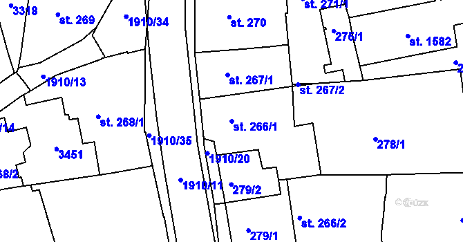 Parcela st. 266/1 v KÚ Svitavy-předměstí, Katastrální mapa
