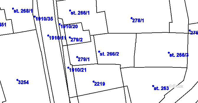 Parcela st. 266/2 v KÚ Svitavy-předměstí, Katastrální mapa