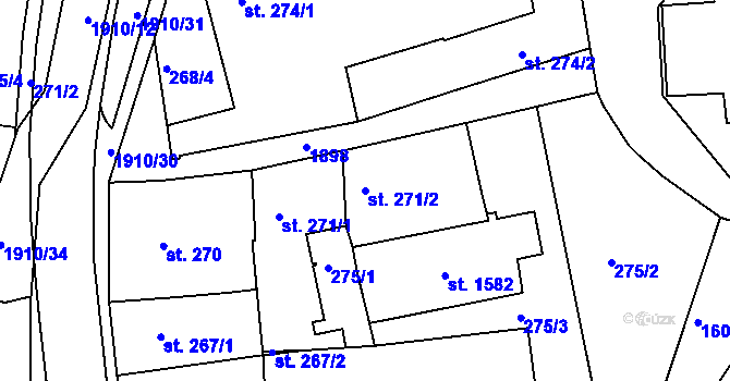 Parcela st. 271/2 v KÚ Svitavy-předměstí, Katastrální mapa