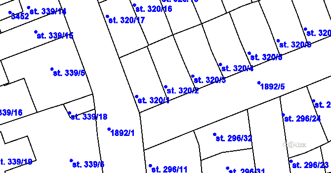 Parcela st. 320/2 v KÚ Svitavy-předměstí, Katastrální mapa