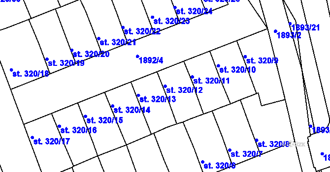 Parcela st. 320/12 v KÚ Svitavy-předměstí, Katastrální mapa