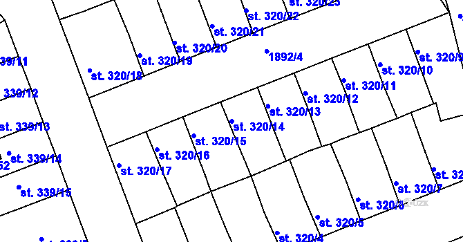 Parcela st. 320/14 v KÚ Svitavy-předměstí, Katastrální mapa