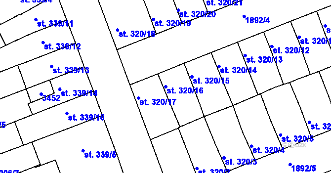 Parcela st. 320/16 v KÚ Svitavy-předměstí, Katastrální mapa