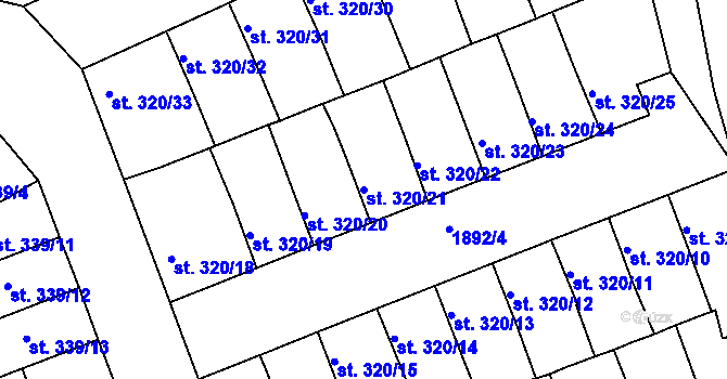 Parcela st. 320/21 v KÚ Svitavy-předměstí, Katastrální mapa