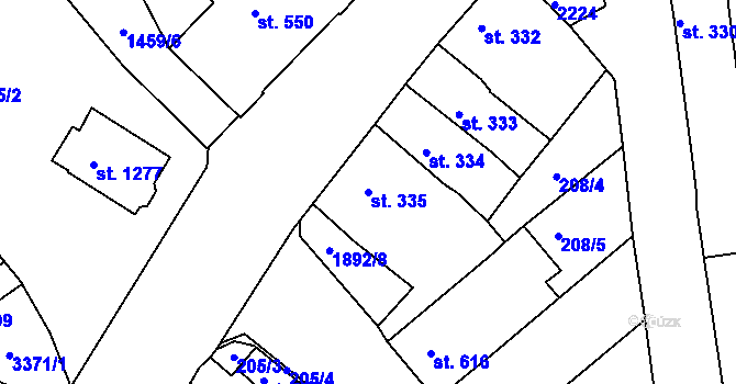 Parcela st. 335 v KÚ Svitavy-předměstí, Katastrální mapa