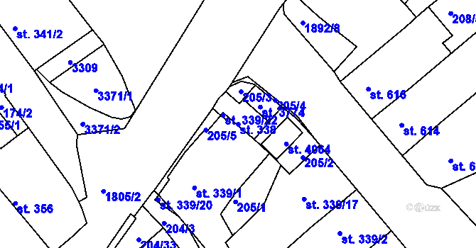 Parcela st. 338 v KÚ Svitavy-předměstí, Katastrální mapa