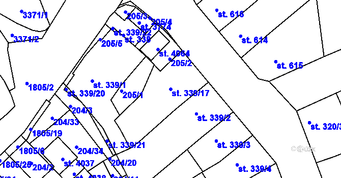 Parcela st. 339/17 v KÚ Svitavy-předměstí, Katastrální mapa
